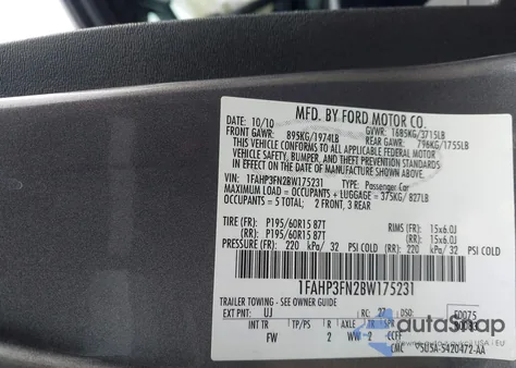 2011 Ford Focus Se из США, поврежденный, VIN 1FAHP3FN2BW175231